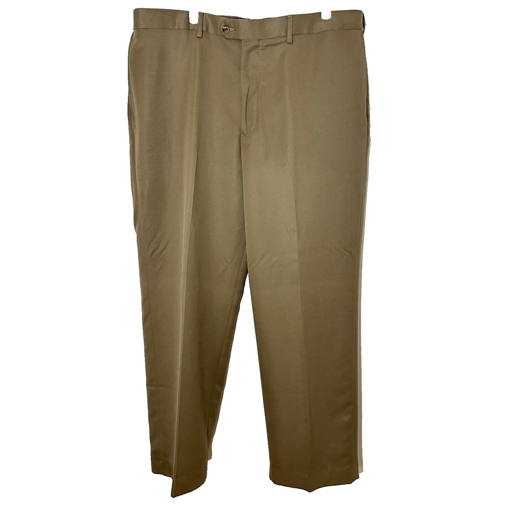 George Men's Khaki Dress Pants 38x29 Classic Fit Beige Flat Front